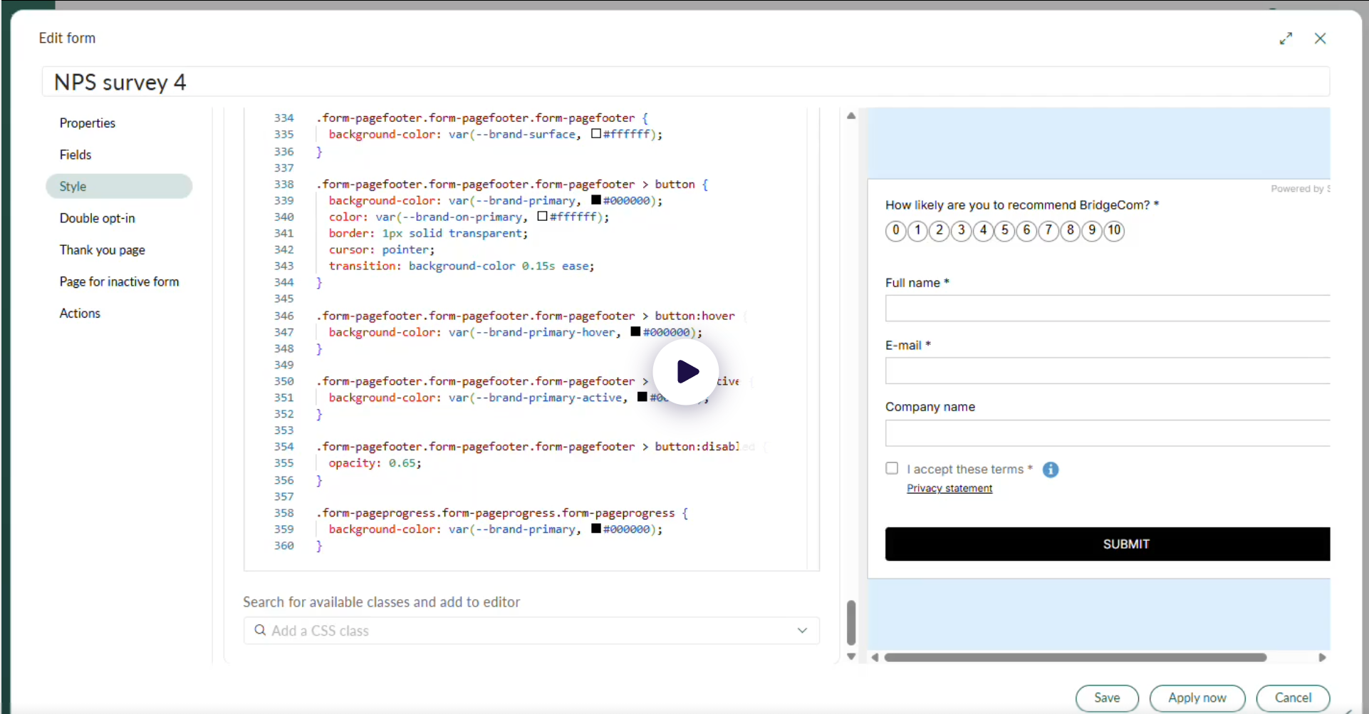 AI form styling