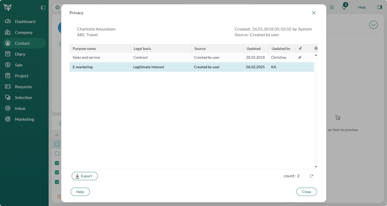 Consent management features