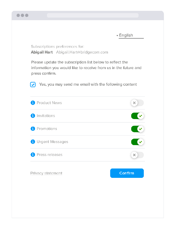 Subscription management settings
