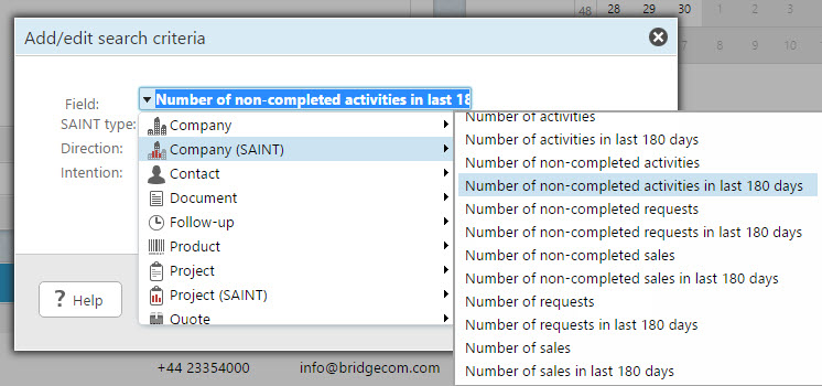 Make your SAINT selection by adding the SAINT criteria you need (screenshot)