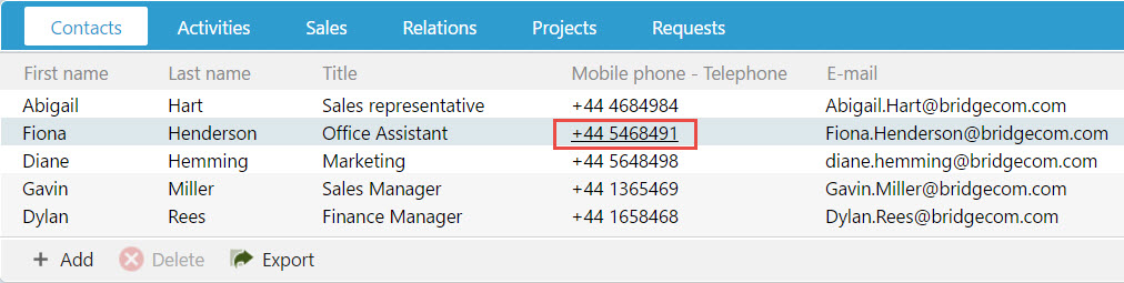 you can also click on a phone number from the Contact tab [screenshot]