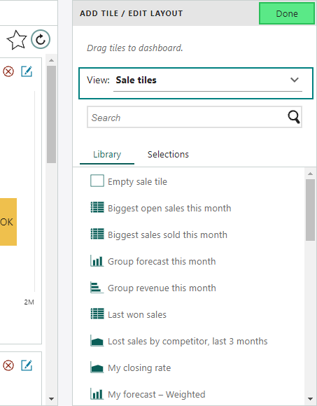 Add a sales tile to your dashboard