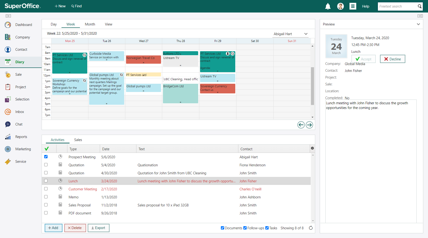 Keep track of all your appointments and tasks by registering them in your diary