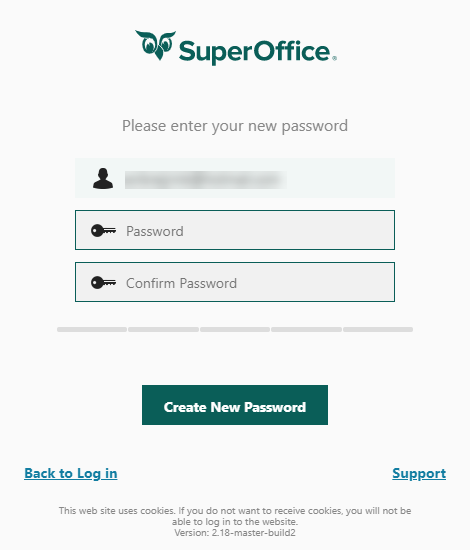 Site where you enter your new password 